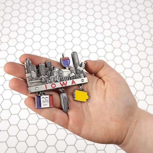 Imán de Iowa con amuletos, coleccionable, 3 x 3 pulgadas miniatura 4