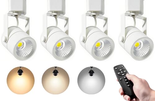 リモコン操作可能 スムーズ調光・調色 ダクトレール スポットライト, LED一体型照明 10W(80W相当) 高輝度800lm 高演色CRI90+ 2700K-6500K キッチン/店舗用 天井スポットライト - 4灯セット (ホワイト)
