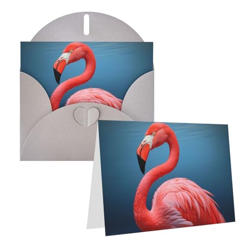 QMNEHJ グリーティングカード サンキューカード 封筒付き ブランクノートカード 4x6インチ バースデーカード 動物 フラミンゴ ウェディングカード お悔やみカード おもしろい 思考カード あらゆる機会に