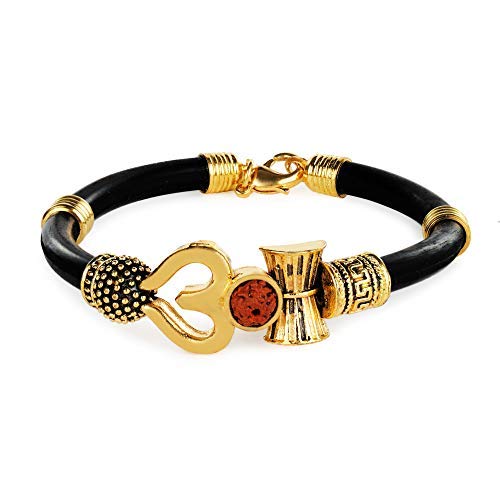 Pratishtha Rudraksh Bracelet with Golden Om and Black Band for Men and Women (B08S76FJCR) Amazon Price History, Amazon Price Tracker