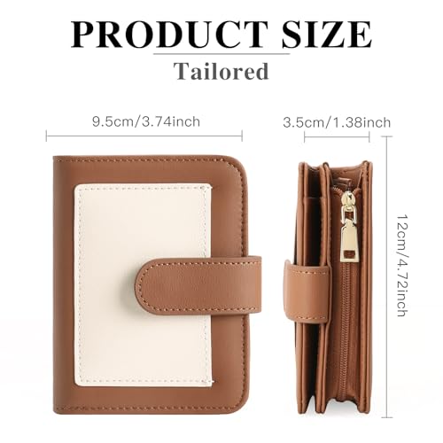Image of GOIACII Small Wallet for Women RFID Blocking Bifold Wallets Ladies Card Holder Coin Zipper Pocket Brown