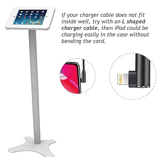 Beelta iPad Floor Stand Kiosk - 360 Swivel for iPad 5th/6th,iPad Pro 9.7,Air 1,Air 2,Anti-Theft,Key Lock,Metal,White,BSF301W - Thumbnail 7