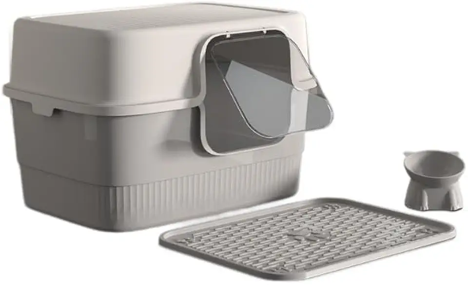 Caixa de Areia para Gatos Extra Grande Anti Espalhamento com Tampa Modo Duplo Desmontável