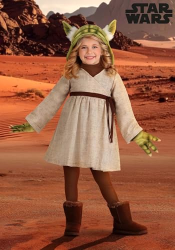 Disfraz de Yoda para niña con capucha y guantes miniatura 2