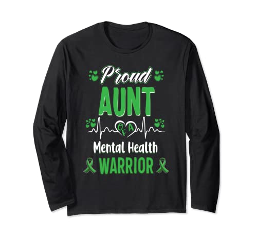 orgogliosa zia Mental health warrior awareness ribbon Green Maglia a Manica