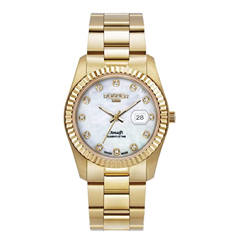 Roamer Orologio Da Donna Analogico Al Quarzo 852844 Amalfi, Oro/Oro/Bianco – 852844 47 89 20, Bracciale