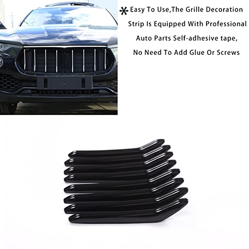 Image of 8pcs Car Styling ABS Plastic Exterior Front Grill Decoration Strips Cover Trims For Maserati Levante 2016 2017 2018 Auto Accessories (Glossy Black)