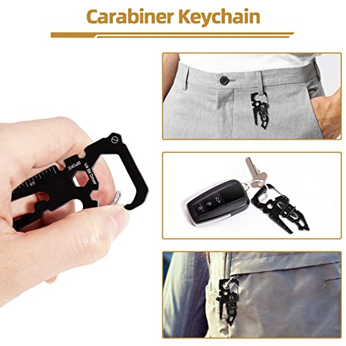 Carabiner Multitool Keychain 15 In 1, Birthday Gifts For Men Him Boyfriend Dad Who Have Everything, Pocket Camping Gear Multi Tool Card With Clip Screwdriver Wrench Ruler #TOP3