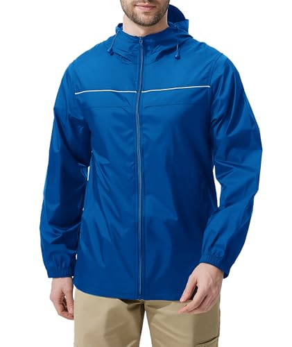 ZITY Mens Rain Jacket with Lining Waterproof Lightweight Rain Coats Packable Hooded Windbreaker for Hiking Golf Cycling