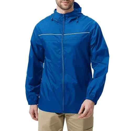 ZITY Mens Rain Jacket with Lining Waterproof Lightweight Rain Coats Packable Hooded Windbreaker for Hiking Golf Cycling