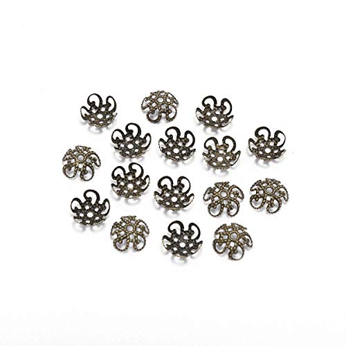 100 Pcs/Bag 10mm Shiny Vintage Filigree Antique Bronze Flower Bead