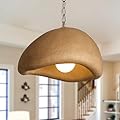 Yiludingsheng Rustic Light Fixture Pendant Lights Kitchen Island Wabi Sabi 15.7in Dining Room Lighting Brown Chandelier Japanese Style Hanging Ceiling Lights for Bedroom Hallway Restaurant Foyer