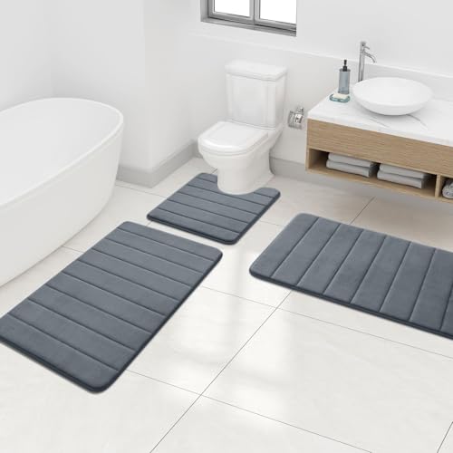 OLANLY Soft Memory Foam Bath Mat, Non-Slip and Super Absorbent Bathroom Mat, Machine Washable Quick Dry Bath Mats for Bathroom, Shower, and Tub, 24" x 36", Dark Grey by OLANLY - Image 8