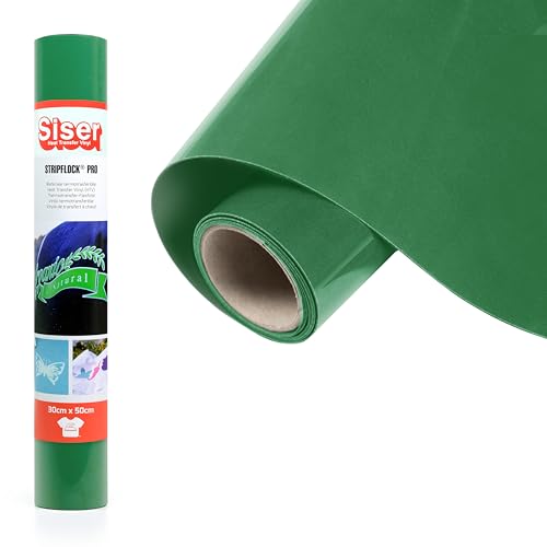 SISER® Stripflock PRO Green Vert, 30 cm x 0,5 m, vinyle thermotransférable thermocollant pour la personnalisation des tissus, vêtements et accessoires, loisirs...