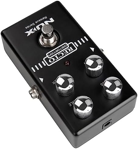 Nux Recto Distortion pedal, elektro gitar efekt pedalı (bas, treble, kazanç ve master için regülatörlü efekt kontrolü, 90'lı yıllardan ses, pille çalışabilir: 9 V pil), siyah - Görsel 4