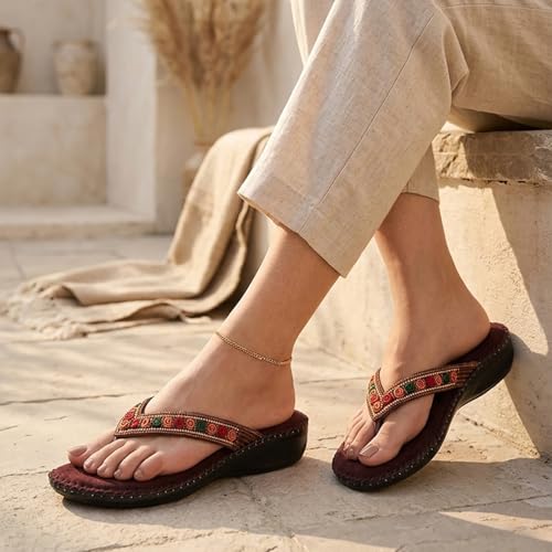 Image of TRASE Orthopedic Comfortable Footwear for Women | Stylish V Strap Chappal with Soft Cushioned Footbed | Perfect Slippers for Woman Daily Use