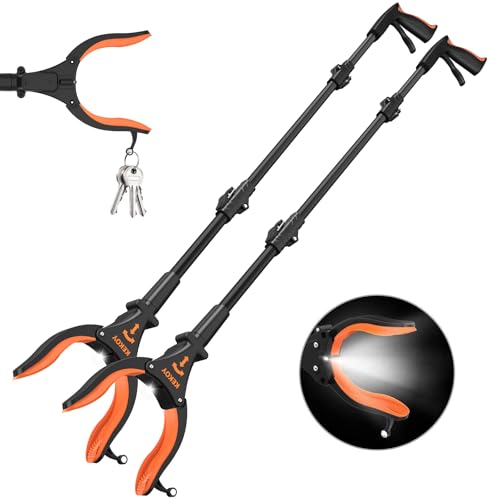 Kekoy 2 Piezas Pinza Larga, Alcanzar Objetos 80cm Herramienta de Captura Plegable Recolector de Basura Gancho Magnético para los Viejos, Discapacitados y Trabajadores Sanitarios(Naranja)