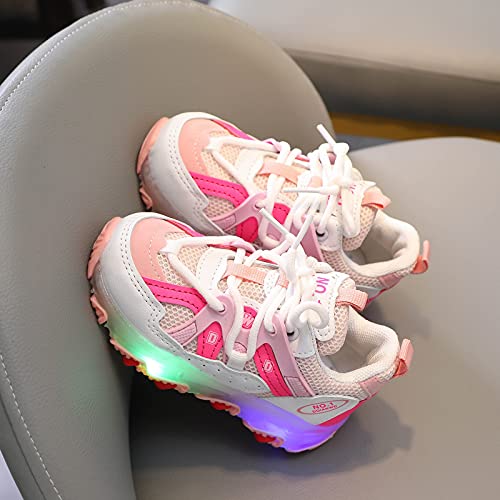 Enjocho Toddler Girls Light Up Shoes Sneakers 1-7Years Baby Boys Letter Led Light Luminous Running Sport Boots Shoes (Pink-02#A, 12-18Months) #TOP5