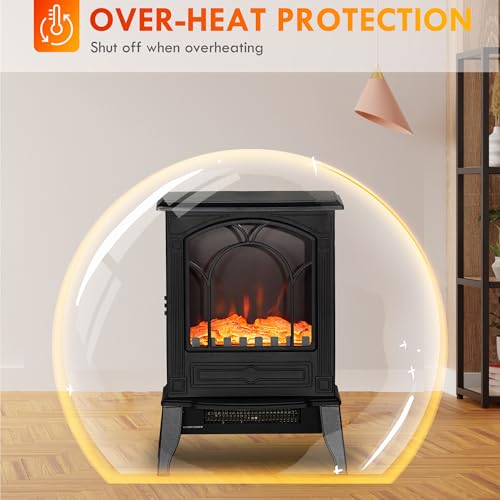 Homcom US820-215V82BK0131 22 Inch Free Standing Electric Fireplace Stove, Fire Place Heater thumb #5