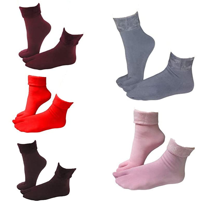 Women's Ankle Socks Soft Velvet Winter Thermal Fur Thumb Socks | Luxuriously Soft and Comfortable Socks (Multicolor, Combo of 5 Pairs)-image-10