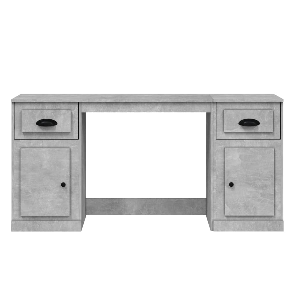 Scrivania con vano portaoggetti, grigio cemento, materiale in legno, 154,5 x 50 x 75 cm, moderna scrivania per computer per casa, ufficio, gioco, scrittura, robusto piano di lavoro