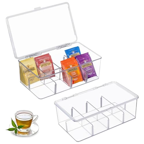 Opiniones y reviews de Almacenamiento de cocina y despensa - solo los mejores. 48 LETTURE - Caja para Té con 8 Compartimentos, Organizador Caja para Bolsas de Té con Tapa Abatible para Proteger el Contenido, Caja de Plástico para Té, Café, Especias, para...