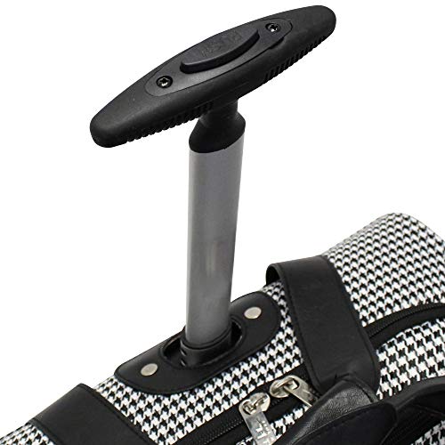 Nicole Miller Underseat Luggage Collection - Small Lightweight 15 Inch Under Seat Bag - Briefcase for Women - Carry On Suitcase with 2- Rolling Spinner Wheels (Black/White Plaid) - Thumbnail 6