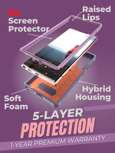 CaseBorne V [Ultimate Protection] Designed for Galaxy S22 Ultra 5G Case (2022, Formerly ArmadilloTek), Full-Body Multi-Layer Rugged Kickstand Case Screenless- Purple