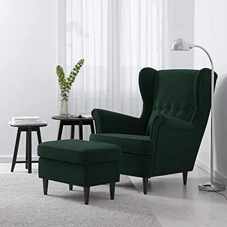 Image of Chair Armchair Single Sofa Chair for Small Apartments, Living Room or Bedroom Chair (Drak Green)