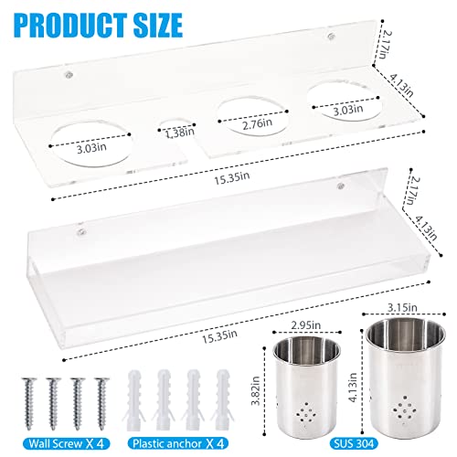 NatldGs Suporte de parede organizador de ferramentas de cabelo, conjunto de 2 suportes de acrílico p