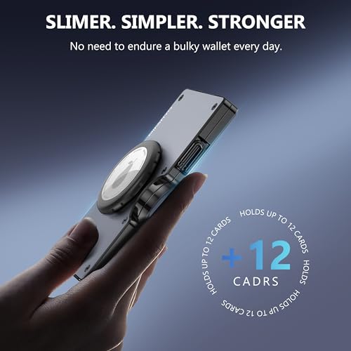 Image of Minimalist Aluminum Wallet for Men, Slim Front Pocket Metal Credit Card Holder with Money Clip, Small RFID Blocking, MF04-Gun Grey-AirTag, One Size, Minimalist