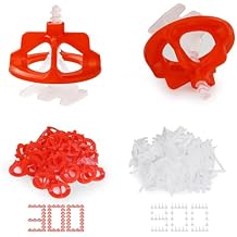 Storystore Tile Leveling System Clips, 900 Pcs Tile Spacers and 300 Pcs Red Cap Tile Leveling Clips for Wall/Floor Ceramic Tile and Stone Installation, Effortless DIY Install, Precision Gap Control