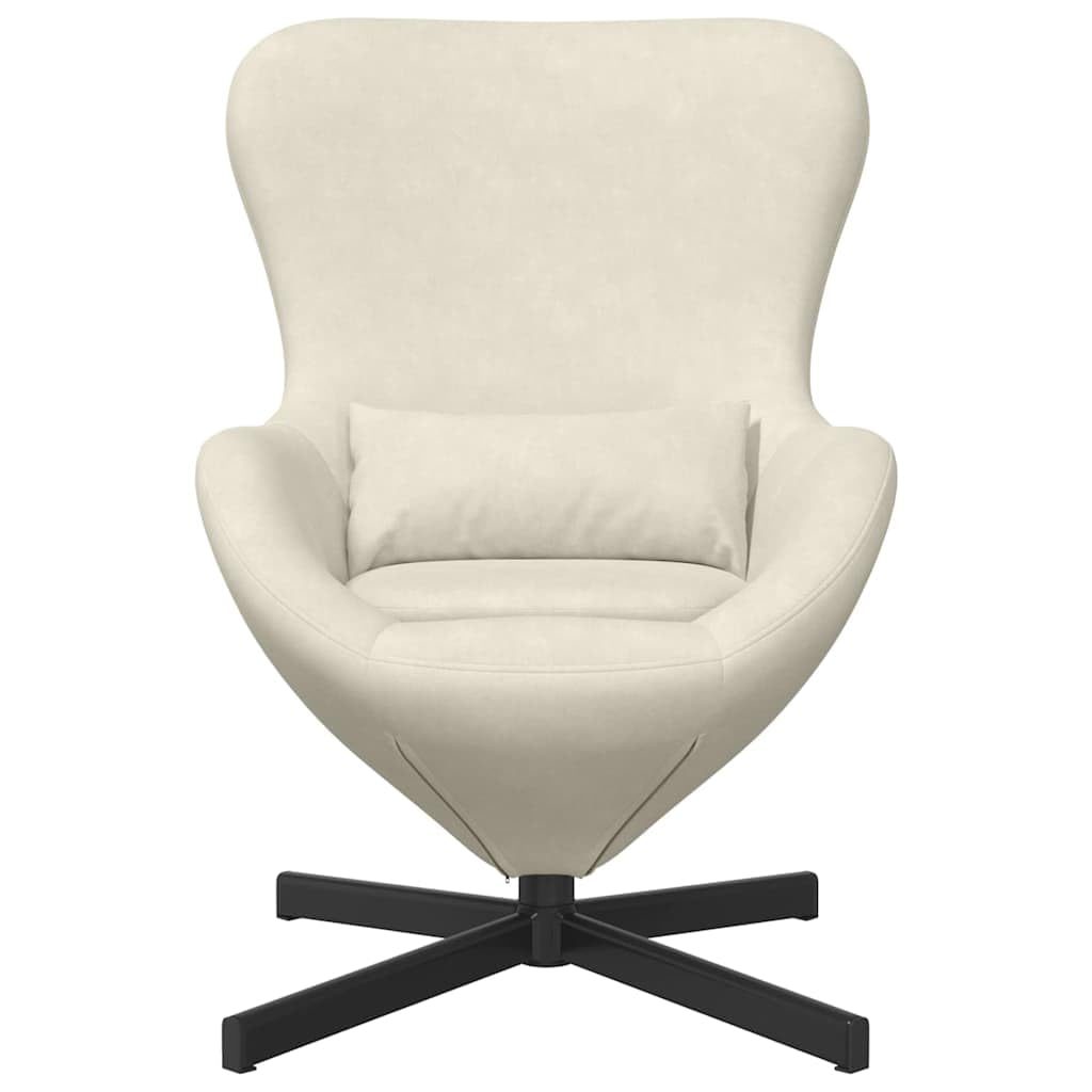 Poltrona a uovo color crema in velluto con telaio in metallo, 63 x 73 x 90 cm, moderna sedia lounge per soggiorno, camera da letto, relax, lettura, comfort, ergonomica