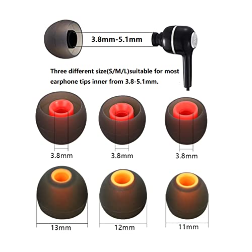 Image of Earbud Silicone Ear Tips Earbuds Replacement Ear Tips Gels Bud for Popular in-Ear Headphones Other Inner Hole from 3.8mm - 5.1mm Earphones 9 Pairs S /M /L