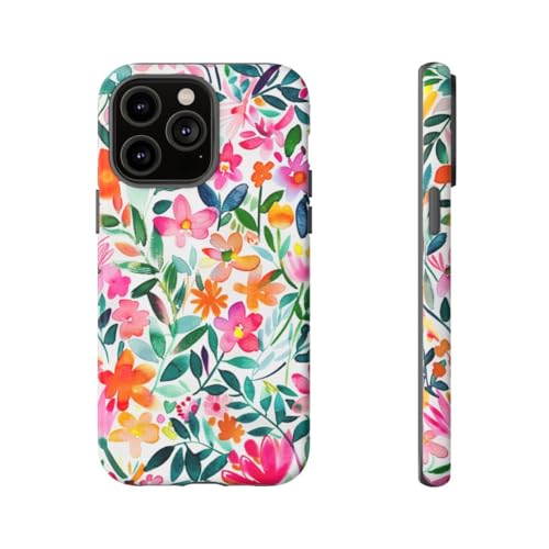 Coque rigide rose iPhone 14 Pro Max à motif aquarelle mat antichoc