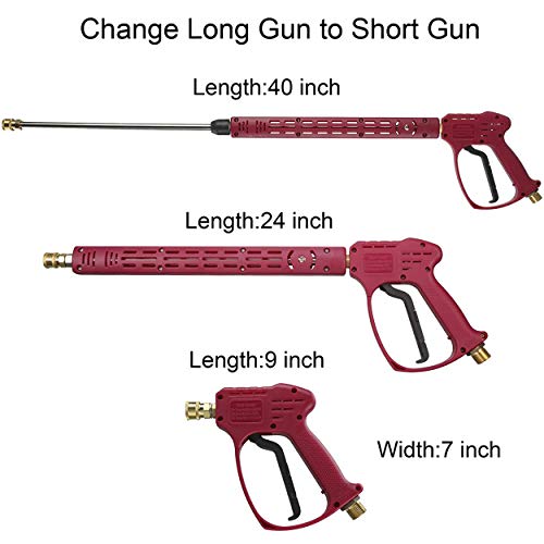 RIDGE WASHER Pressure Washer Gun with Extension Wand for Hot and Cold Water, Power Washer Gun with M22 Fitting, 5 Nozzle Tips, 40 Inch, 4000 PSI