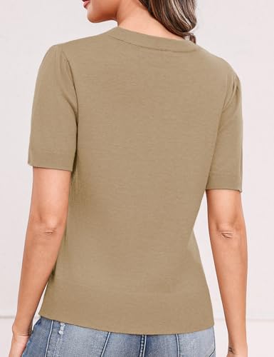 Totatuit Cropped Sweaters for Women Wool Blend Puff Short Sleeve Lightweight Pullover Sweater Crew Neck Tops 2026 - image 3