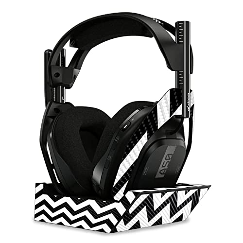 Image of MightySkins Carbon Fiber Skin Compatible with Astro A50 Wireless Headphones + Base Station (Gen 4) - Black Chevron | Protective, Durable Textured Carbon Fiber Finish | Easy to Apply | Made in The USA