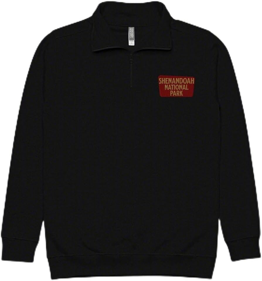 Shenandoah National Park 1/4 Zip Fleece Pullover | Outdoor Nature Hiking Graphic Tee - Black 2XL