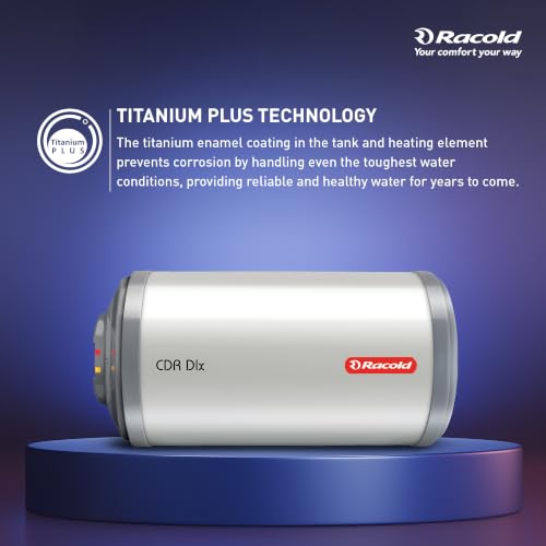 Image of Racold CDR DLX 25ltr Horizontal (LEFT SIDE) Water Heater|Fits Under False Ceilings|Free Standard Installation & Pipes| Warranty:7 Yr Tank, 3 Yr Element, 2Yr Product