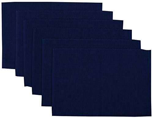 Yourtablecloth Ribbed Cotton Placemats – Placemat With Thicker Construction – Heavy Duty, Eco Friendly & Elegant Large Placemats –Set Of 6 –Be It Restaurant Or Home – Nautical Blue #TOP22
