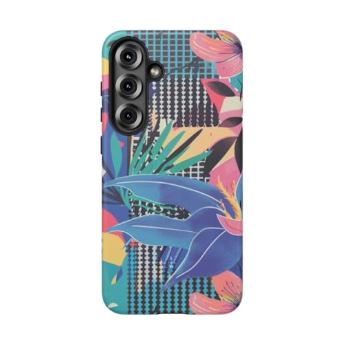 Coque Samsung S25 Plus bleu motif floral abstrait rigide mat