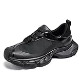 Solastride Zapatos Casuales con Cordones for Hombre, Transpirables, Ligeros, Antideslizantes, Resistentes al Desgaste, con Suela Gruesa, Ideales for Correr y Hacer Deporte.(Black,39 EU)