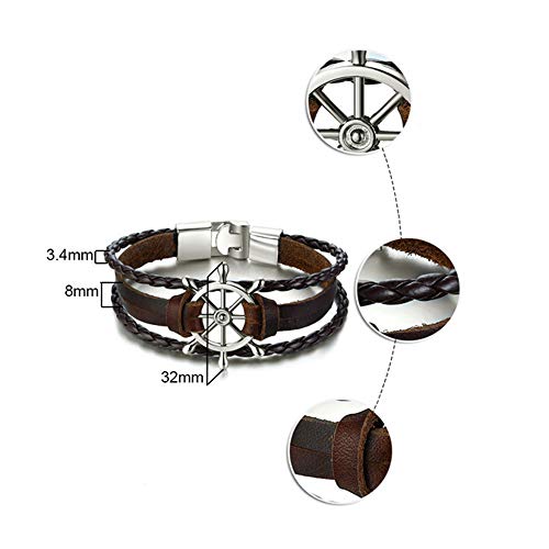 Bracelete Pulseira Artestore em Couro Marrom com Adereço Timão
