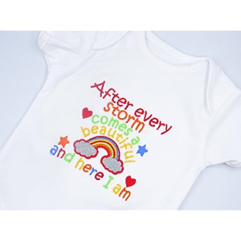 Personalised Embroidered Rainbow Baby Bodysuit Cover