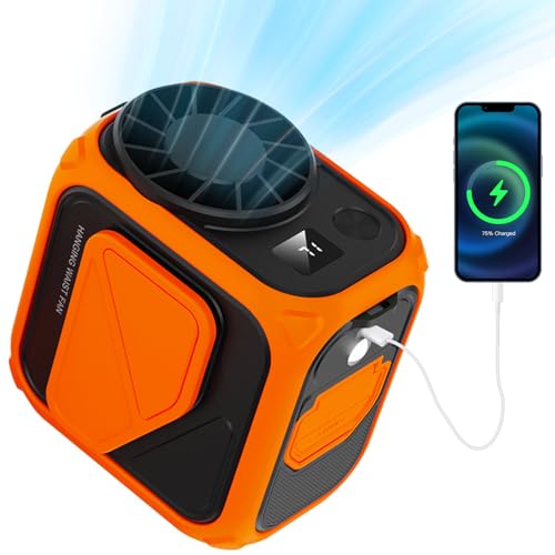 3T6B Camping Ventilador 6000mAh, Portátil Recargable para Escritorio Tienda de Campaña 5 velocidades de viento con Luz LED, mini ventilador para el hogar, oficina, cochecito, tienda de camping
