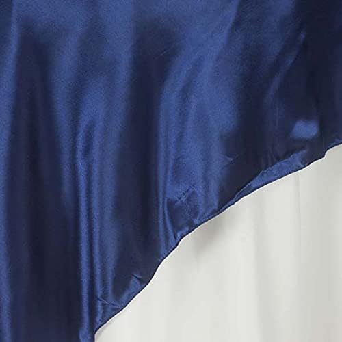 Miniatura 2 de tableclothsfactory 72" mesa cuadrada Overlay de raso para boda fiesta decoraciones de mesa azul marino de catering (Cuadro Toppers)