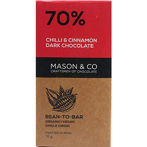 Image of Mason & Co. 70% Chilli and Cinnamon Dark Organic Artisanal Chocolate Bar, 60g