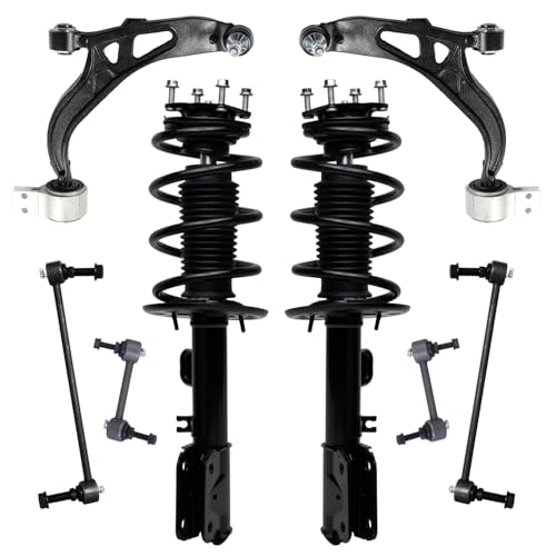Image of Detroit Axle - AWD 8pc Suspension Kit for 2011 2012 2013 Ford Explorer, Front Struts w /Coil Spring Assembly Lower Control Arms w /Ball Joints Front Rear Sway Bar Links Replacement Ready Struts Shocks