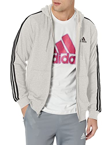 Image of adidas mens Essentials French Terry 3-stripes Full-zip Hoodie